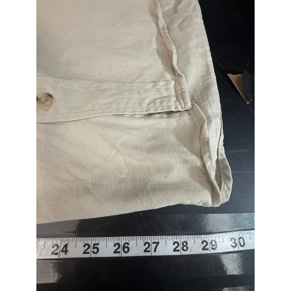 Banana Republic Vintage Mens Khaki Cotton Twill Roll Tab Safari Work Shirt Tan S